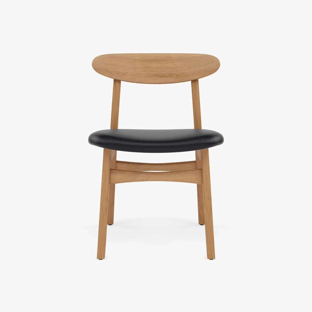 Magnus Dining Chair Black Leather Solid American Oak