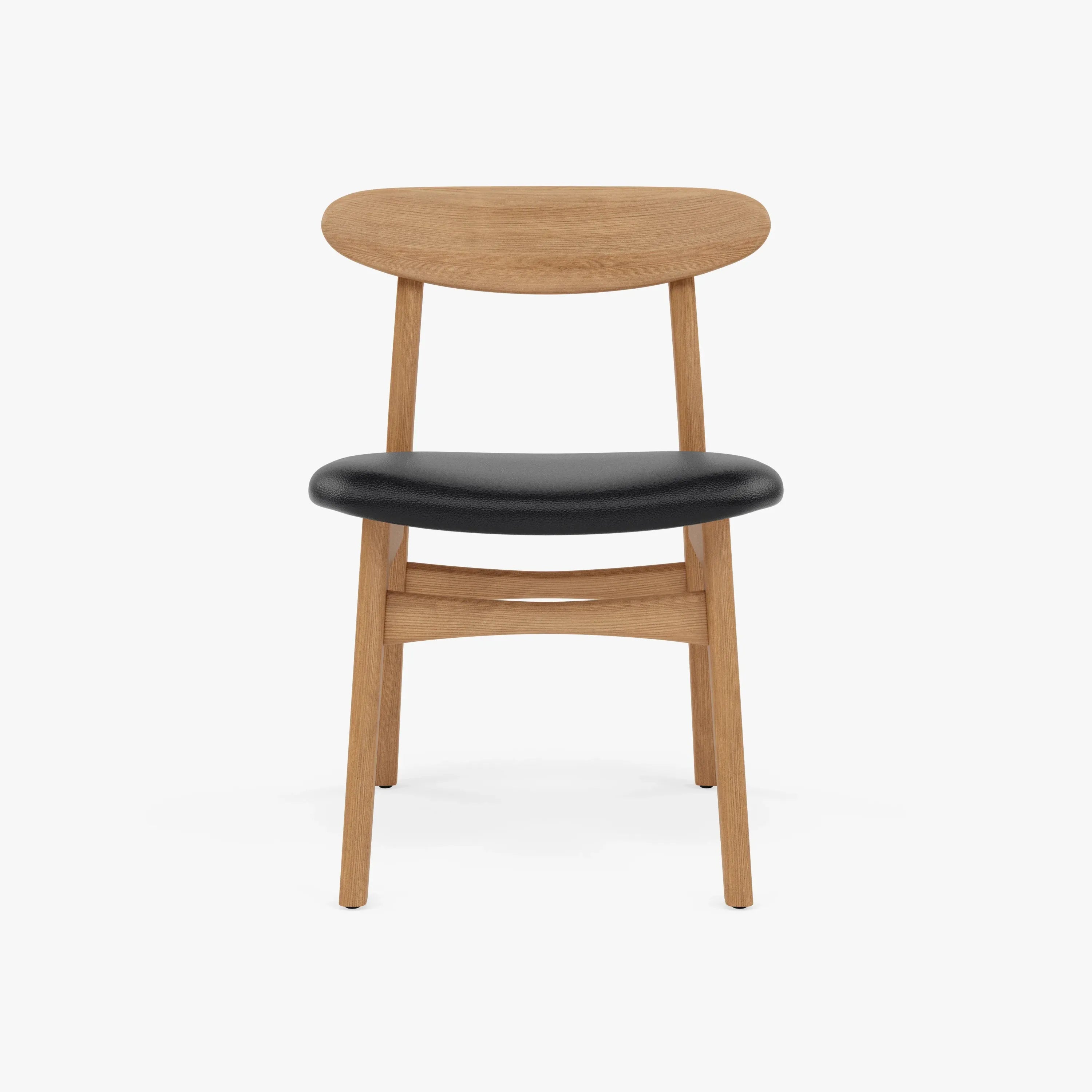 Magnus Dining Chair Black Leather Solid American Oak