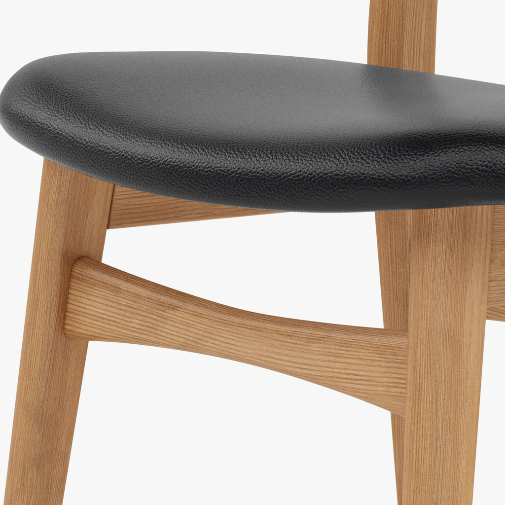 Magnus Dining Chair Black Leather Solid American Oak