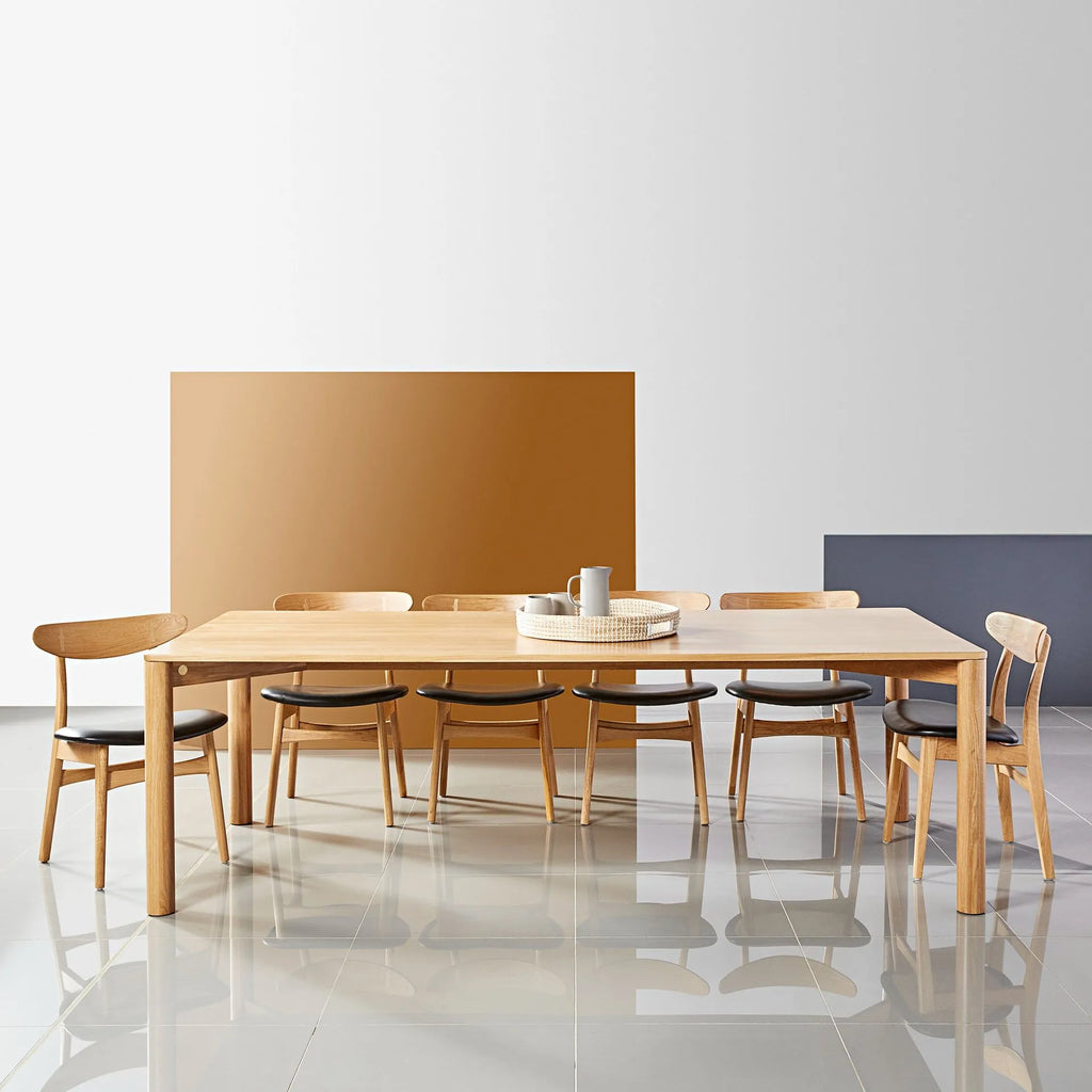 Magnus Dining Chair Black Leather Solid American Oak