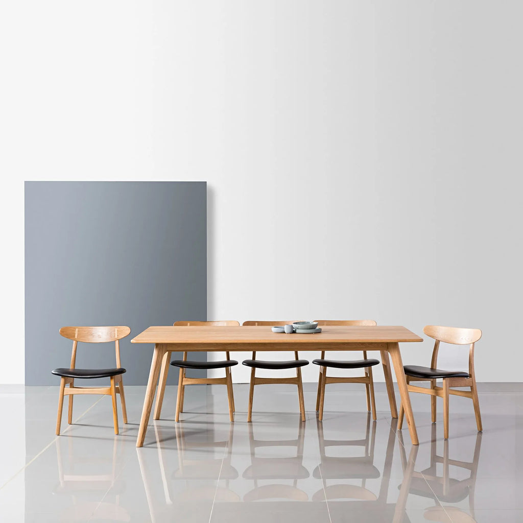 Magnus Dining Chair Black Leather Solid American Oak