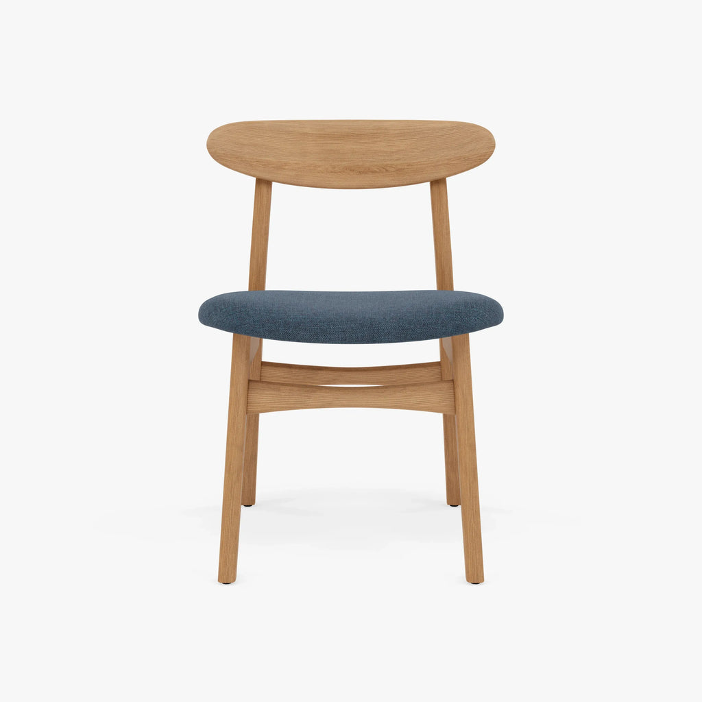 Magnus Dining Chair Chambray Blue Fabric Solid American Oak
