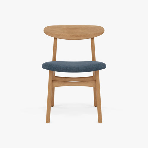 Magnus Dining Chair Chambray Blue Fabric Solid American Oak