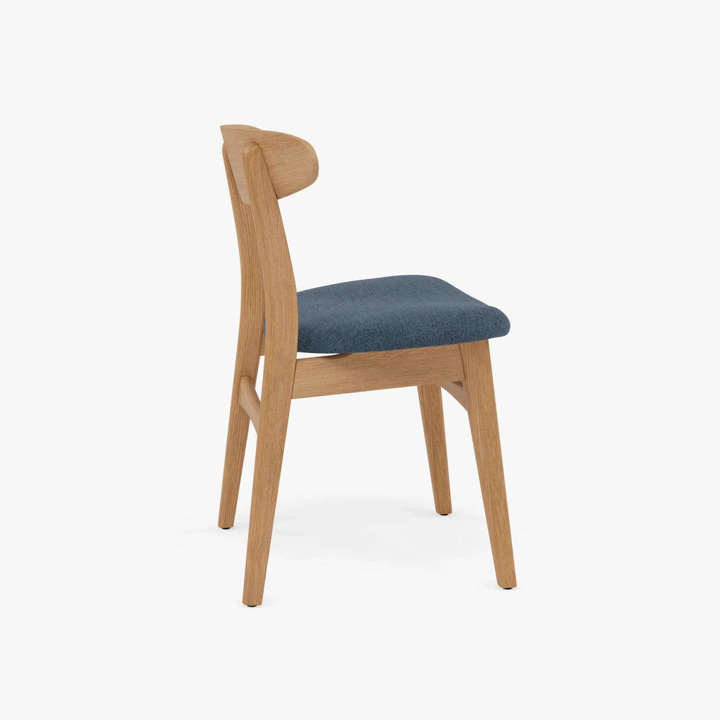 Magnus Dining Chair Chambray Blue Fabric Solid American Oak