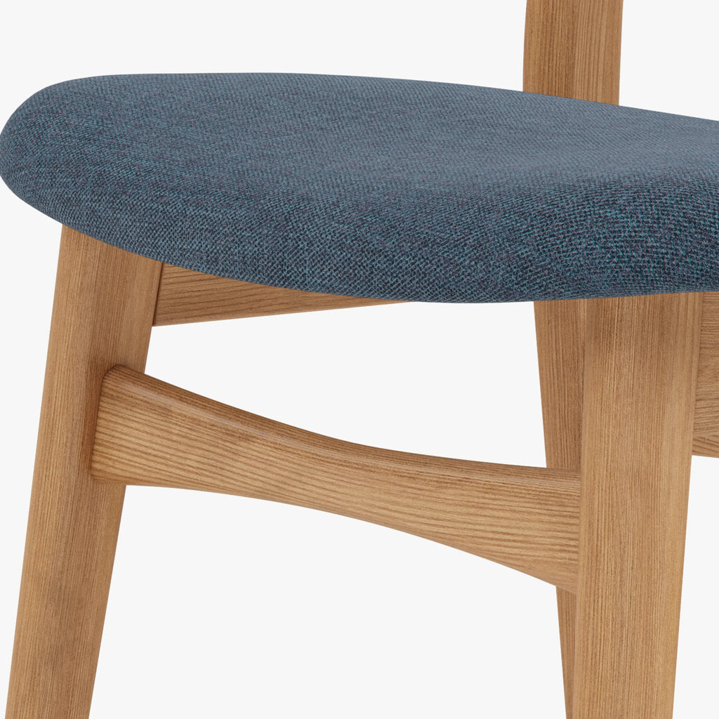 Magnus Dining Chair Chambray Blue Fabric Solid American Oak