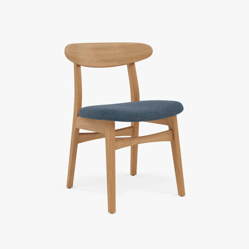 Magnus Dining Chair Chambray Blue Fabric Solid American Oak