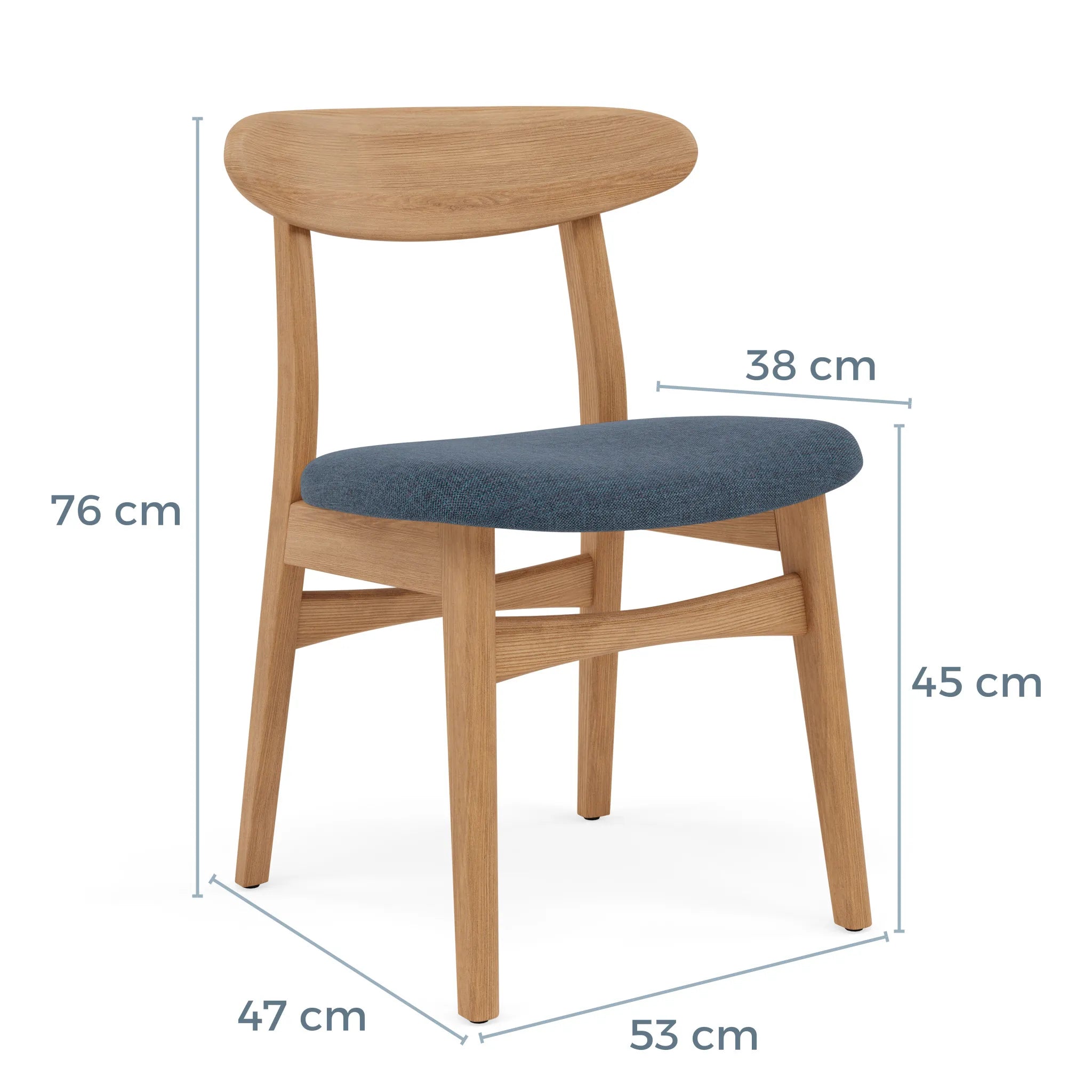 Magnus Dining Chair Chambray Blue Fabric Solid American Oak