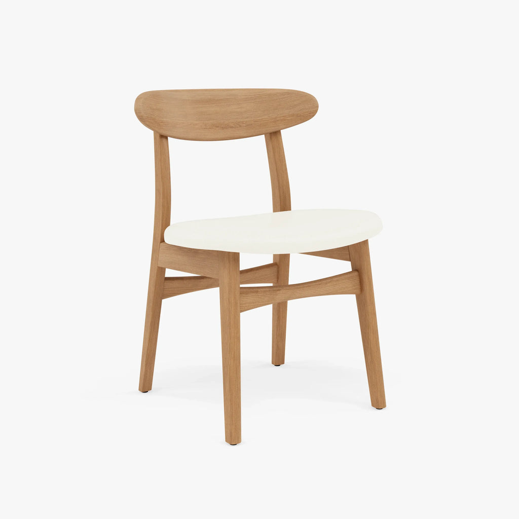 Magnus Dining Chair Cream Leather Solid American Oak