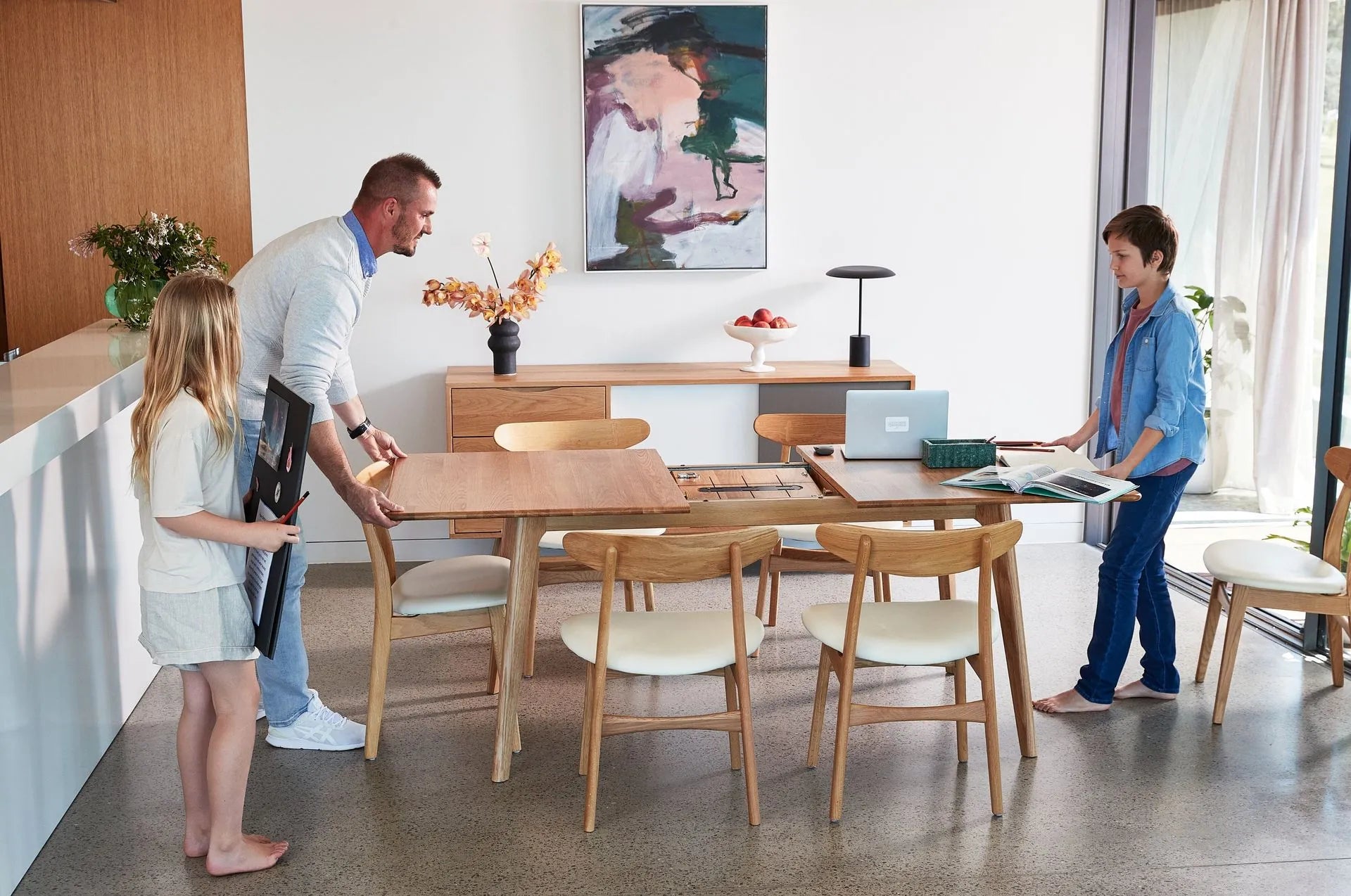 Magnus Dining Chair Cream Leather Solid American Oak