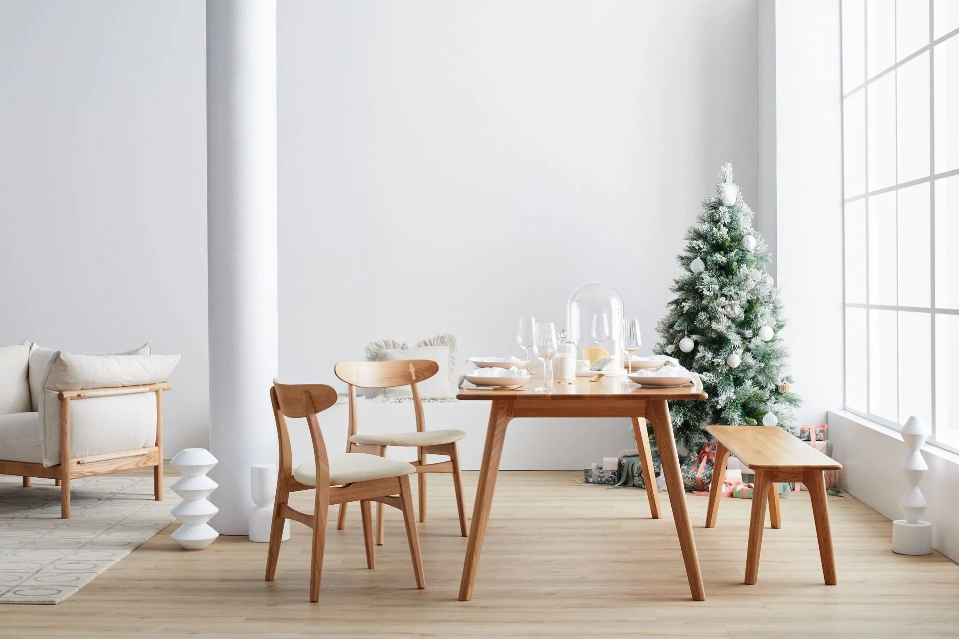 Magnus Dining Chair Cream Leather Solid American Oak