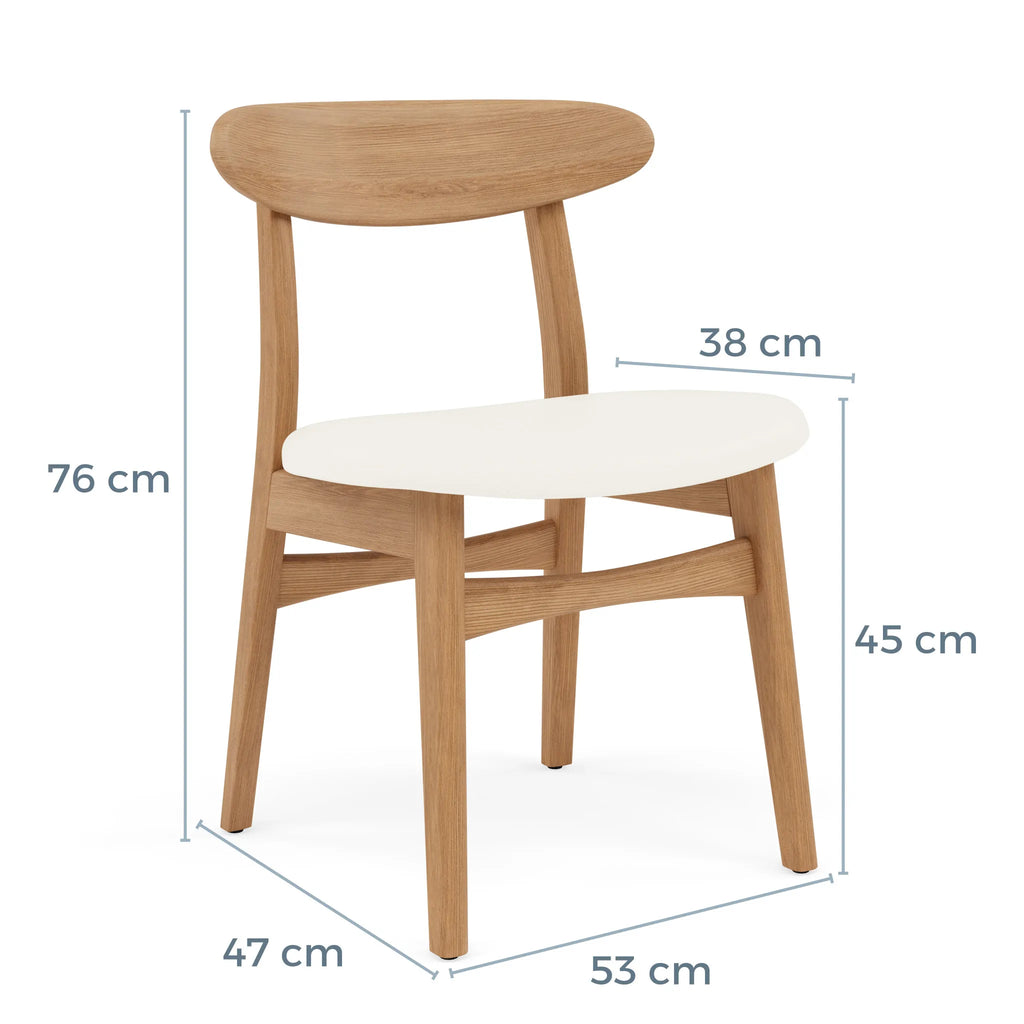 Magnus Dining Chair Cream Leather Solid American Oak