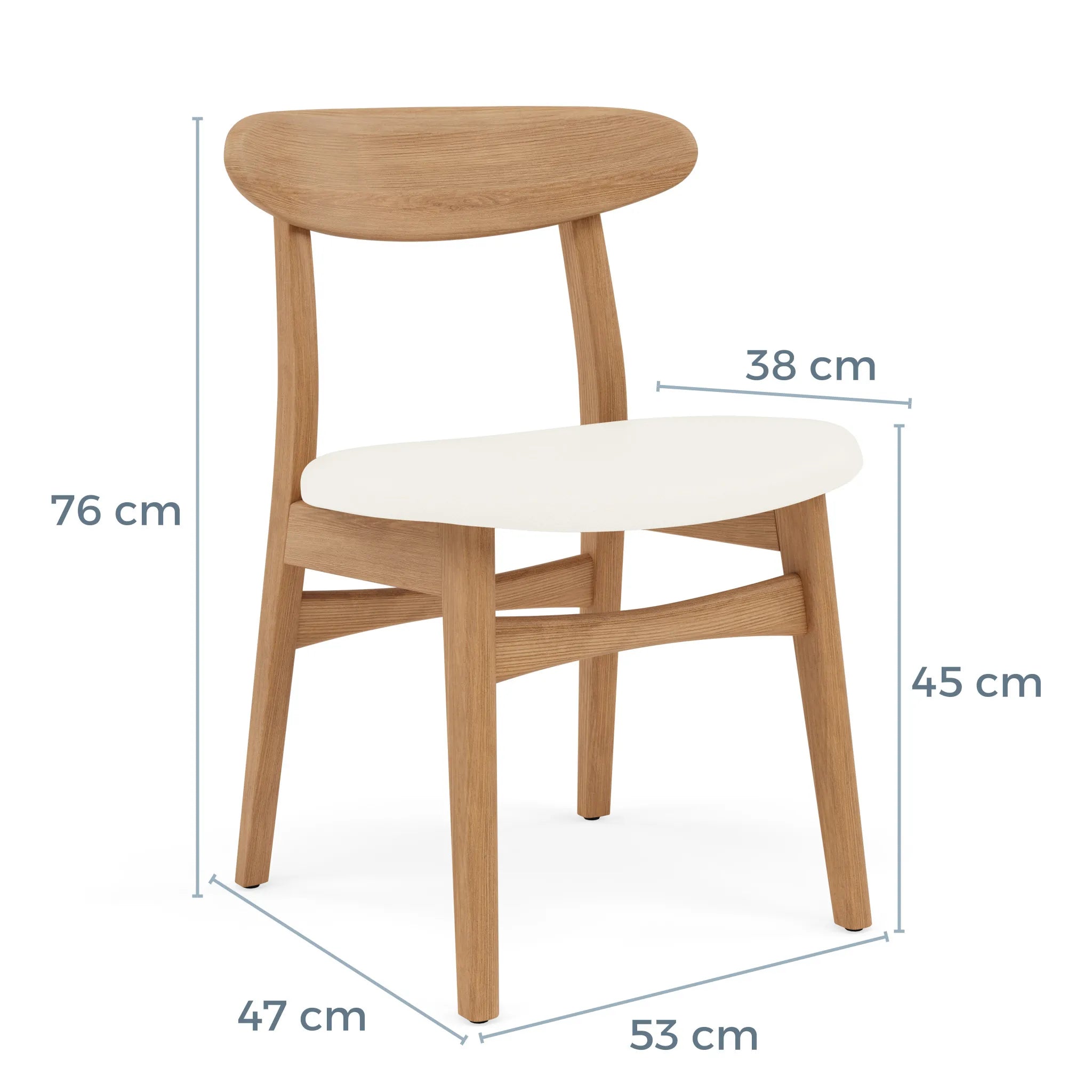 Magnus Dining Chair Cream Leather Solid American Oak