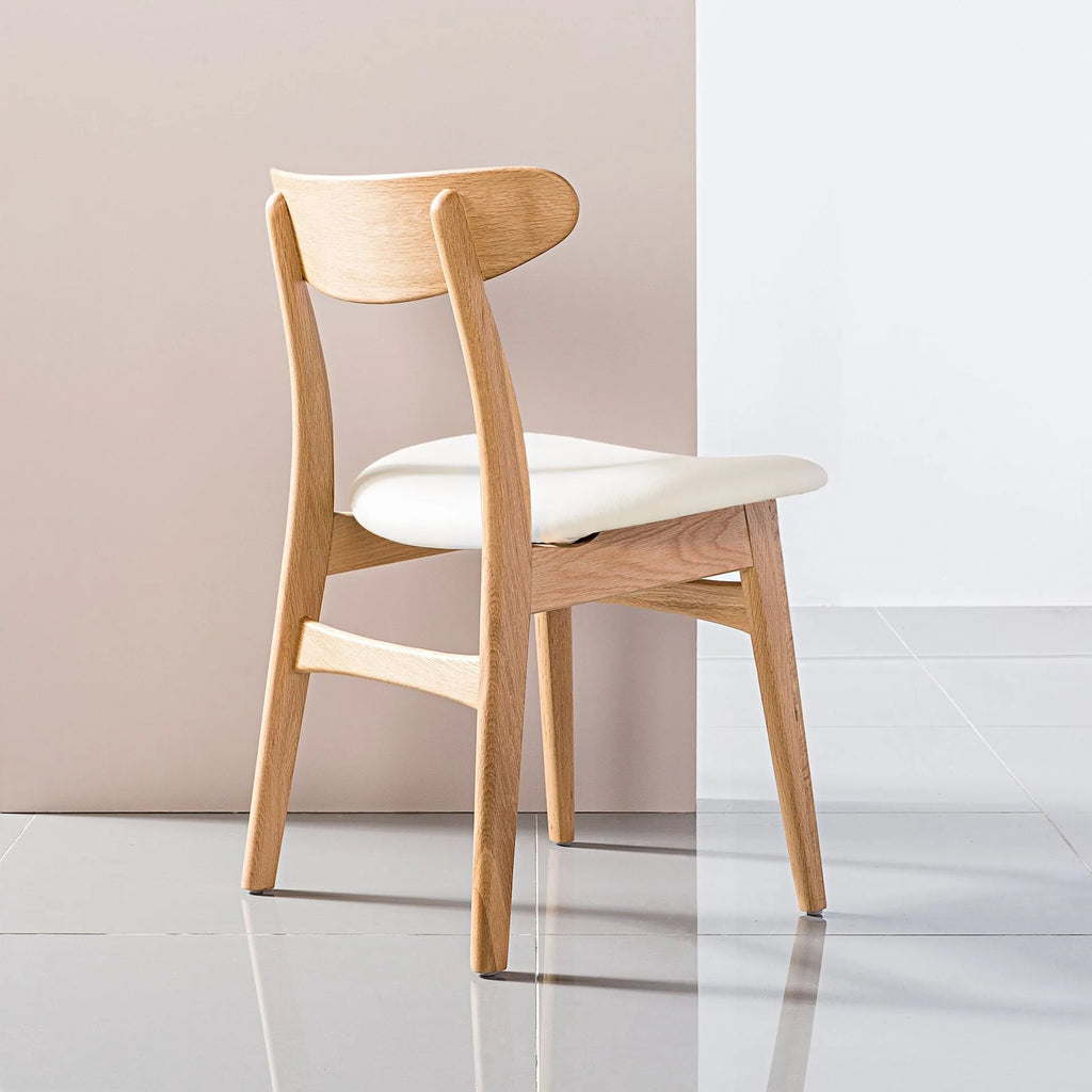 Magnus Dining Chair Cream Leather Solid American Oak