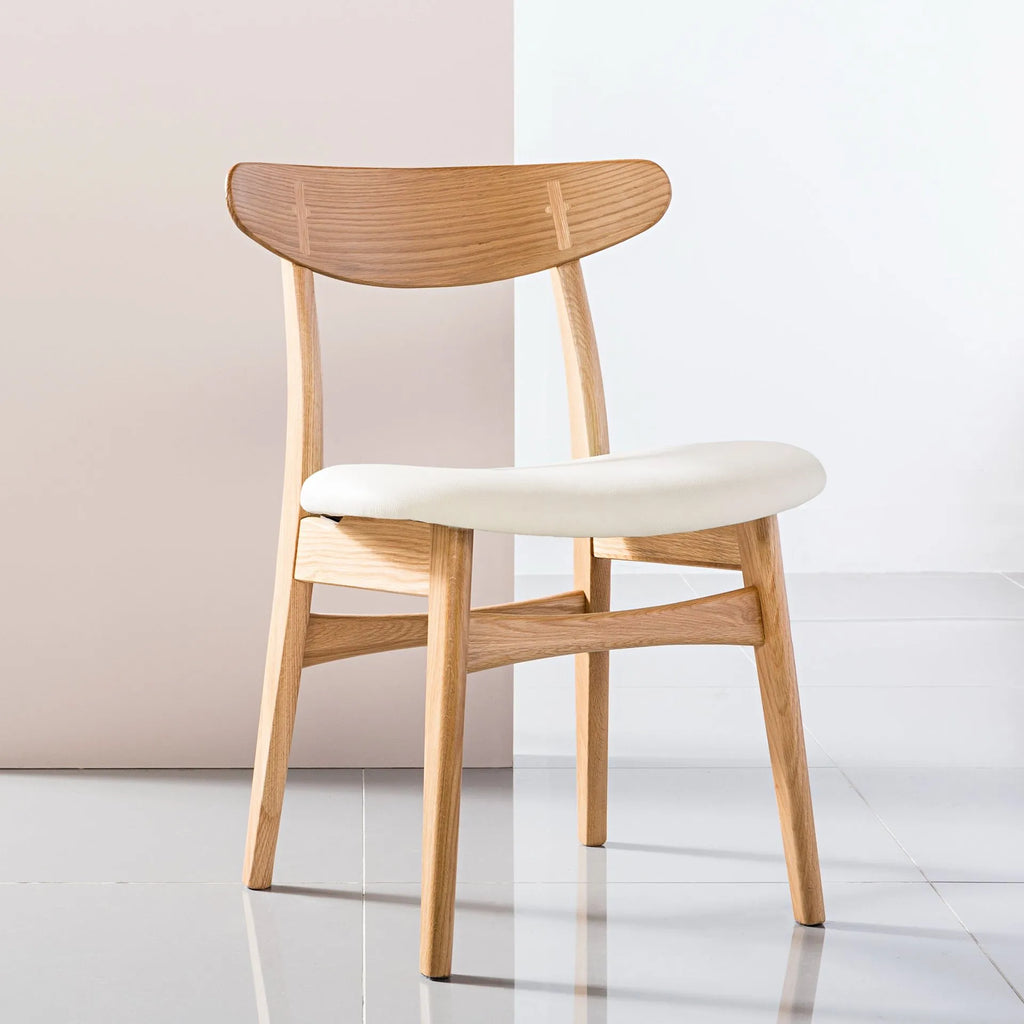 Magnus Dining Chair Cream Leather Solid American Oak