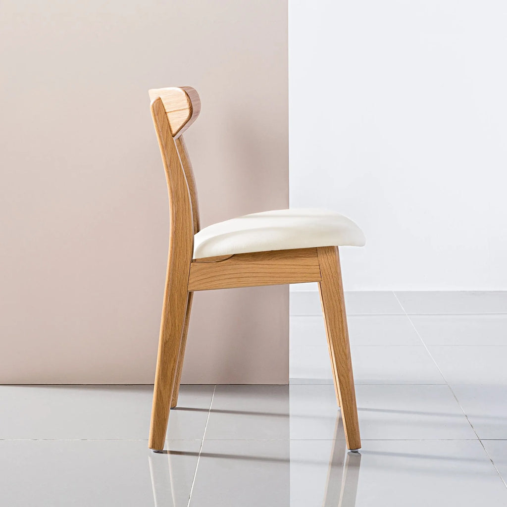 Magnus Dining Chair Cream Leather Solid American Oak