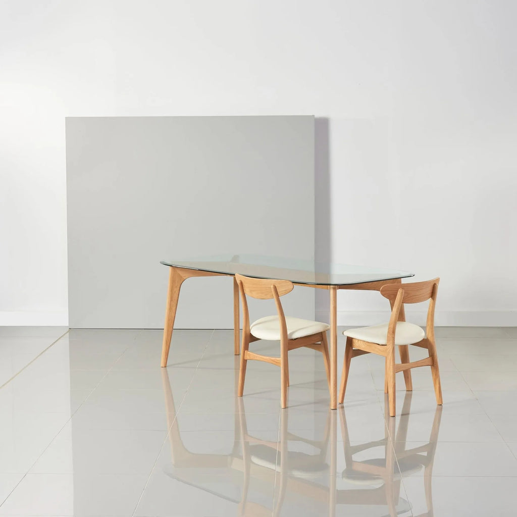 Magnus Dining Chair Cream Leather Solid American Oak