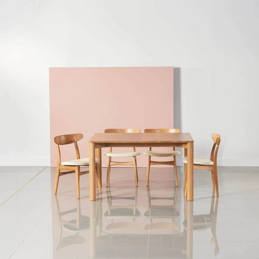 Magnus Dining Chair Cream Leather Solid American Oak