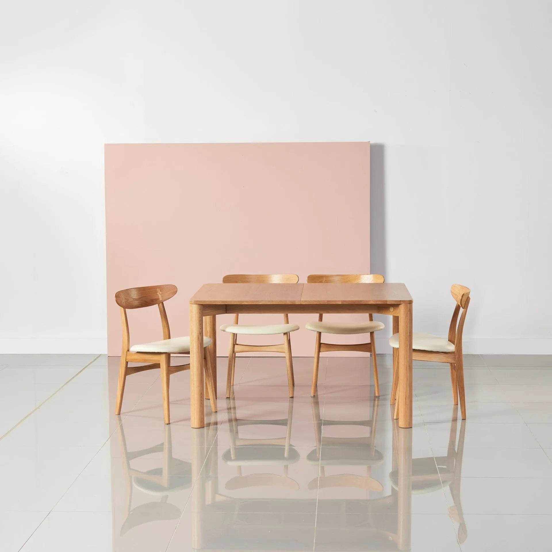 Magnus Dining Chair Cream Leather Solid American Oak