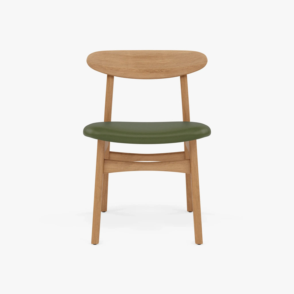 Magnus Dining Chair Green Leather Solid American Oak