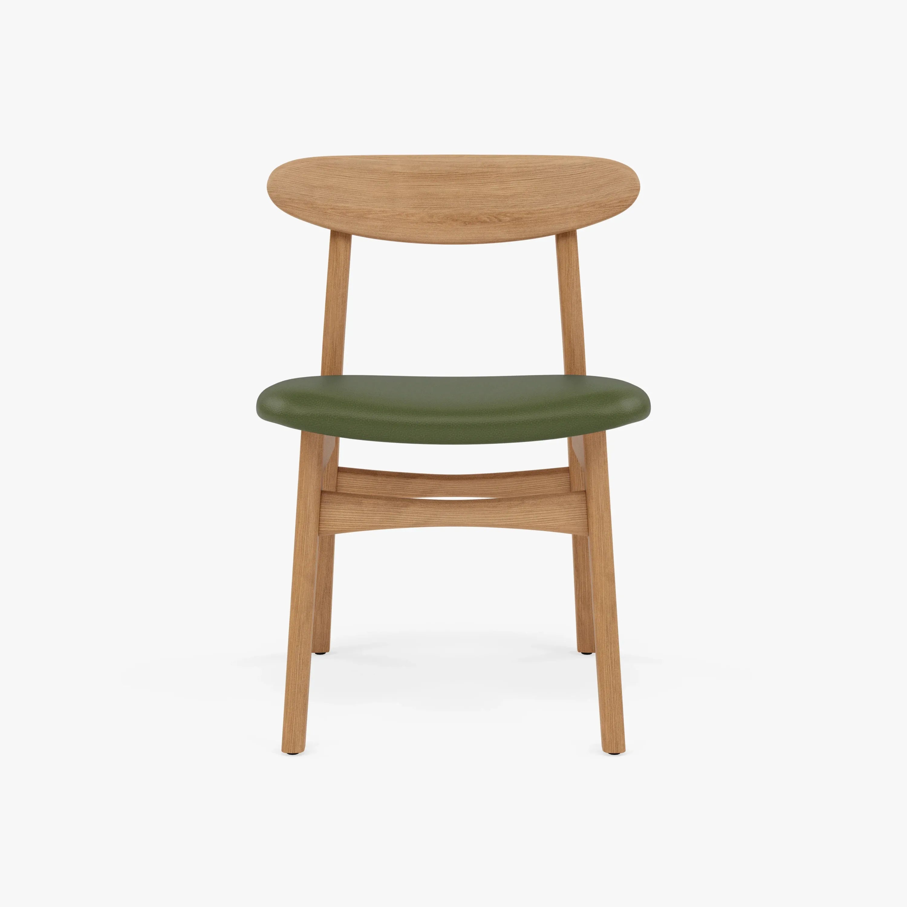 Magnus Dining Chair Green Leather Solid American Oak