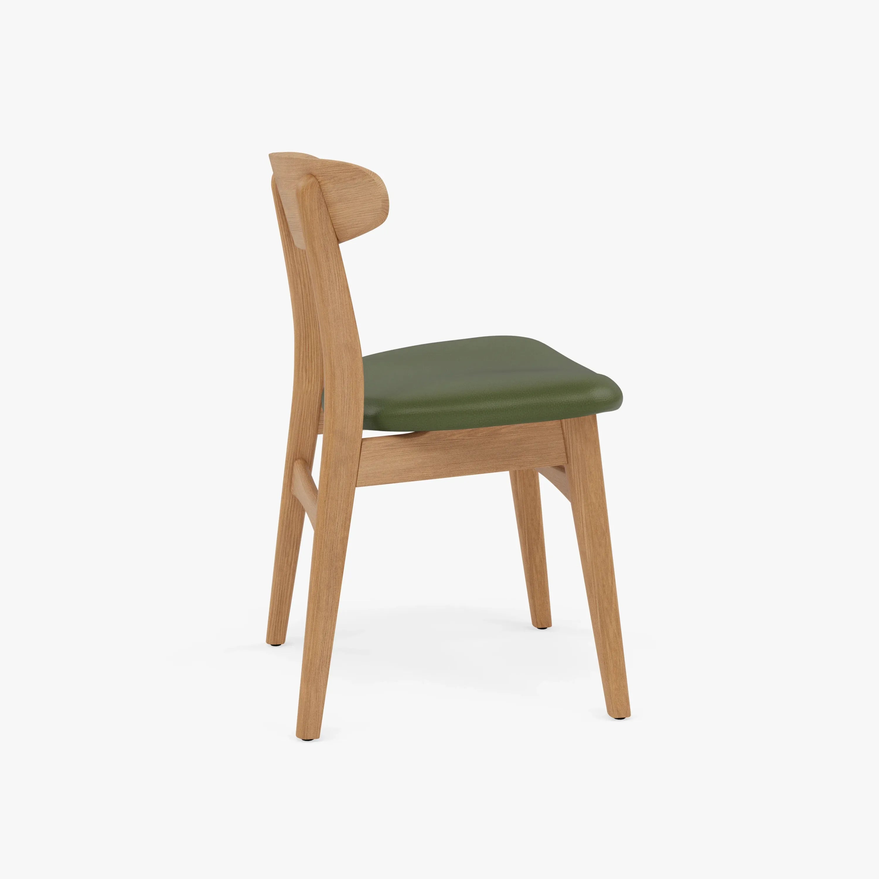 Magnus Dining Chair Green Leather Solid American Oak
