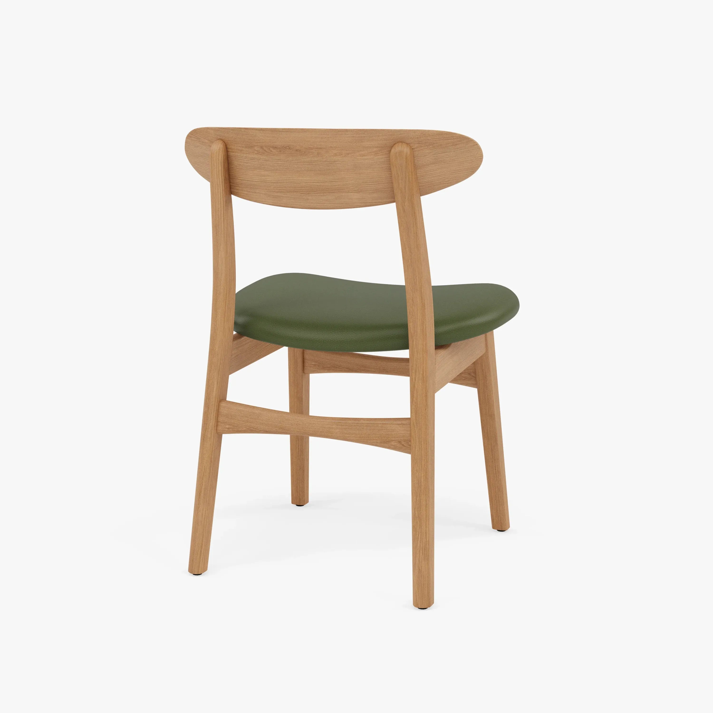 Magnus Dining Chair Green Leather Solid American Oak