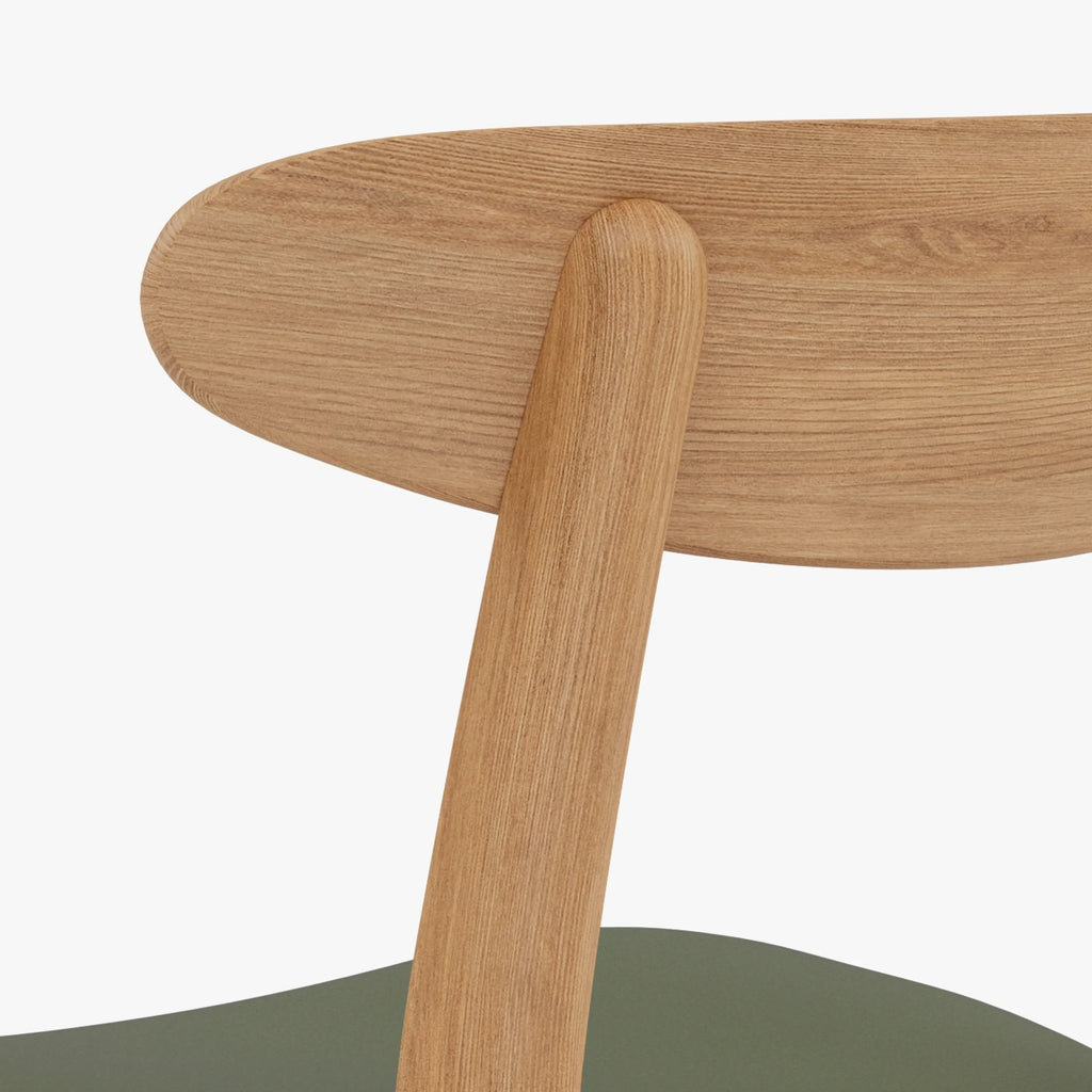 Magnus Dining Chair Green Leather Solid American Oak