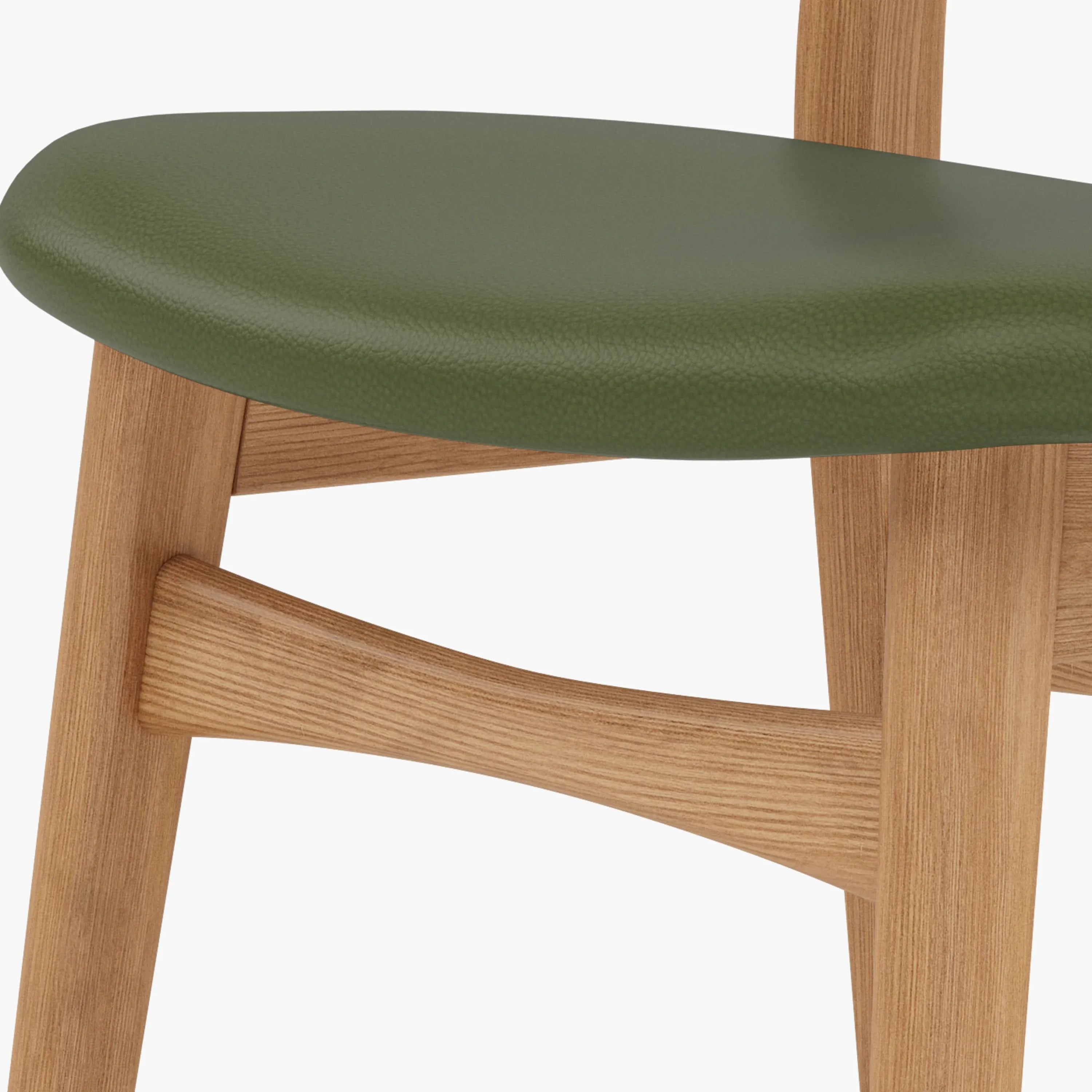 Magnus Dining Chair Green Leather Solid American Oak