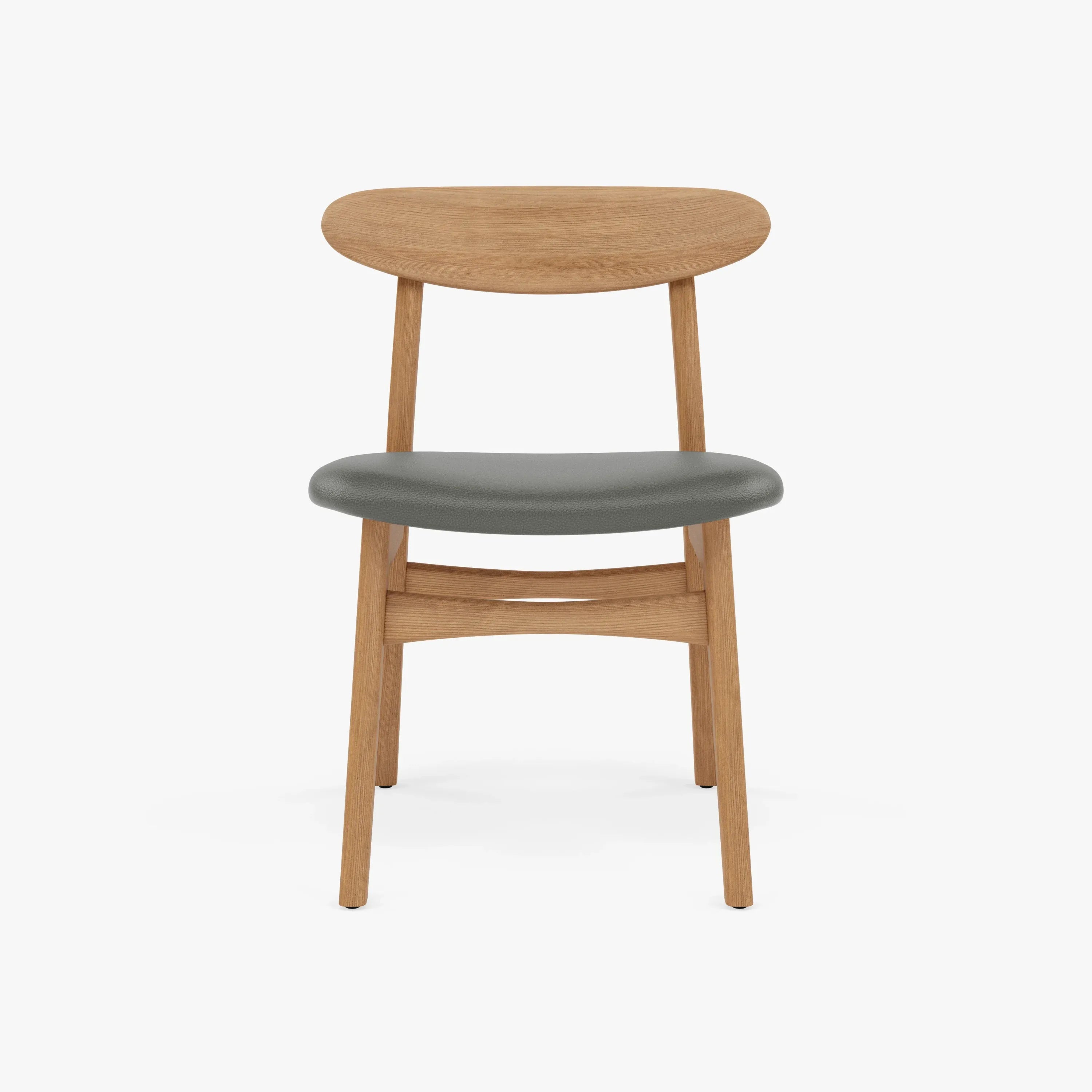 Magnus Dining Chair Grey Leather Solid American Oak