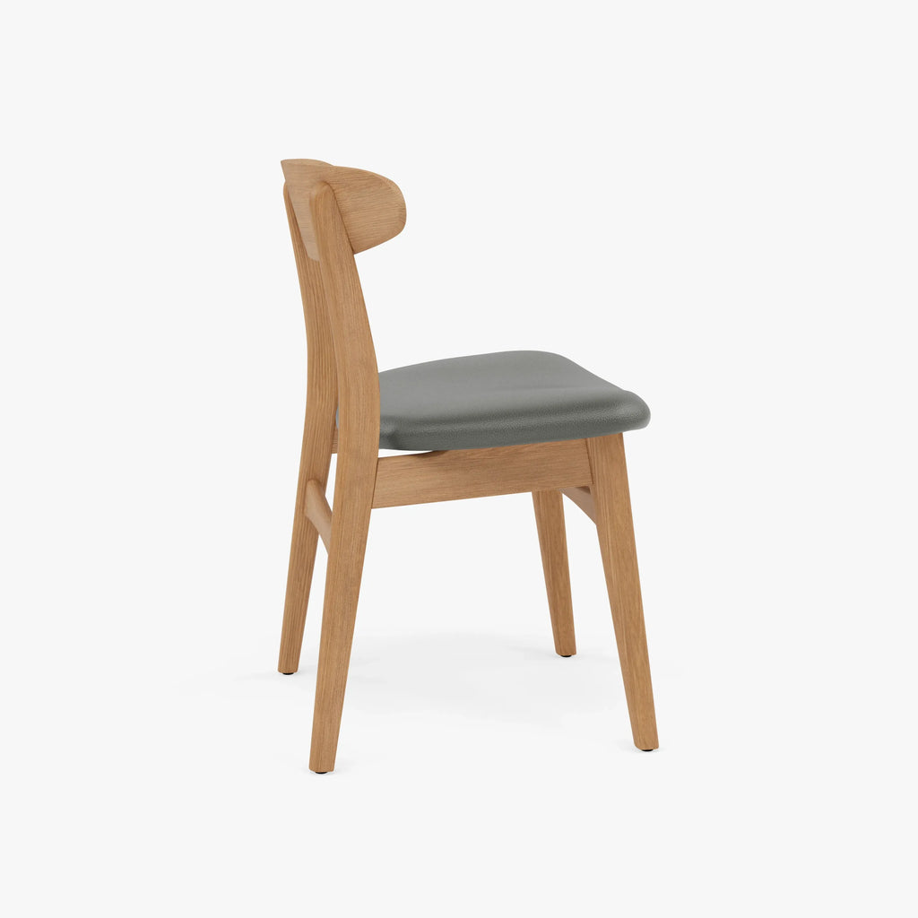 Magnus Dining Chair Grey Leather Solid American Oak