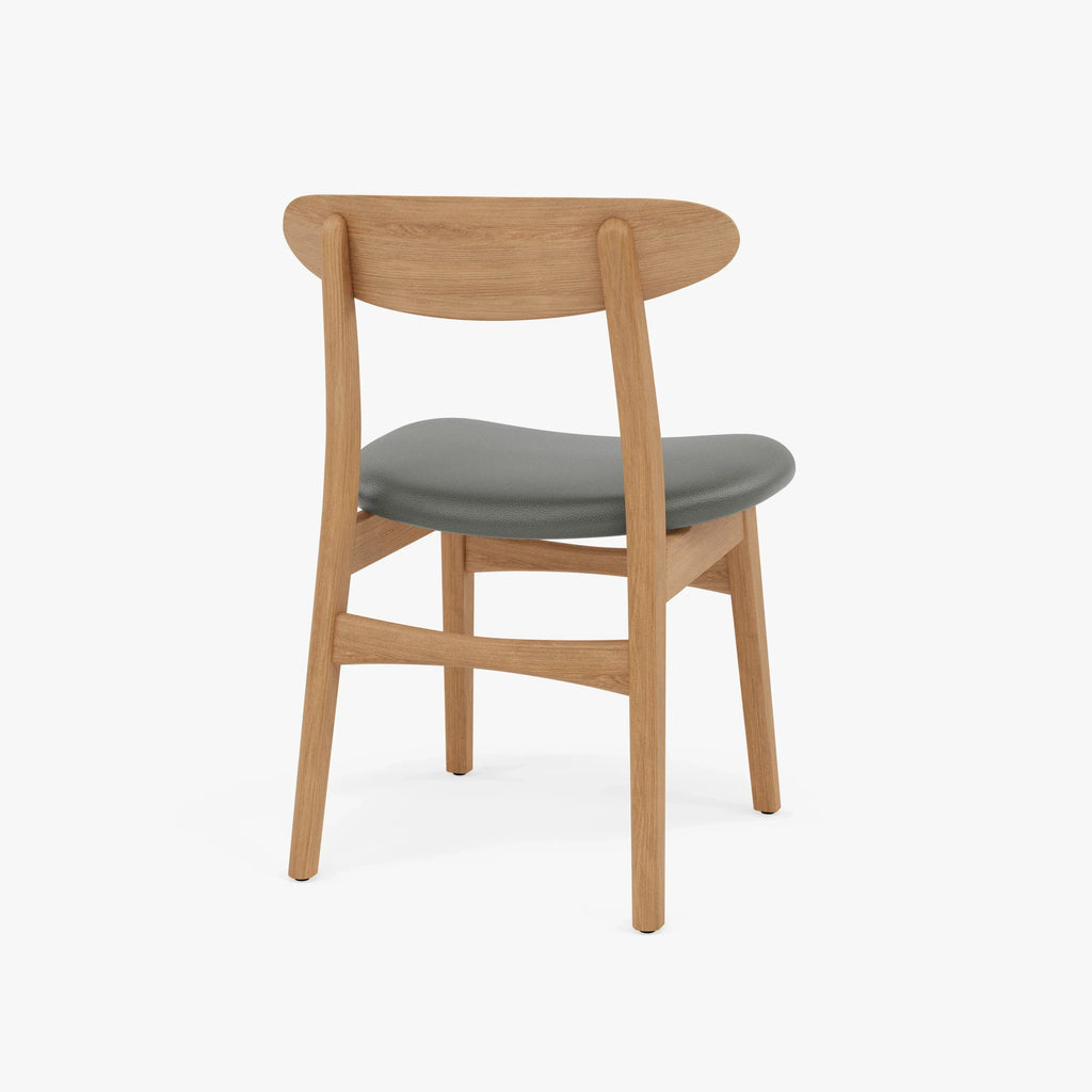Magnus Dining Chair Grey Leather Solid American Oak