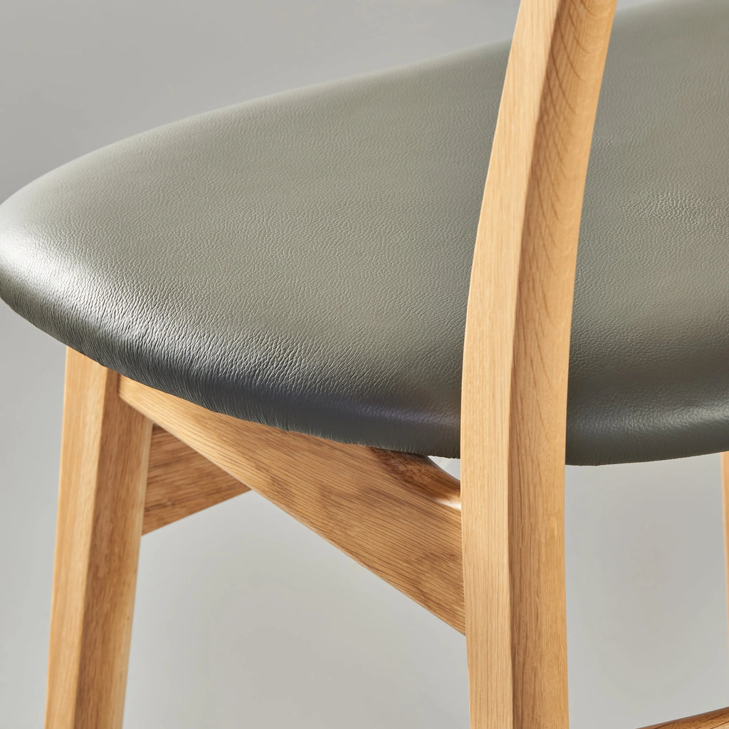 Magnus Dining Chair Grey Leather Solid American Oak