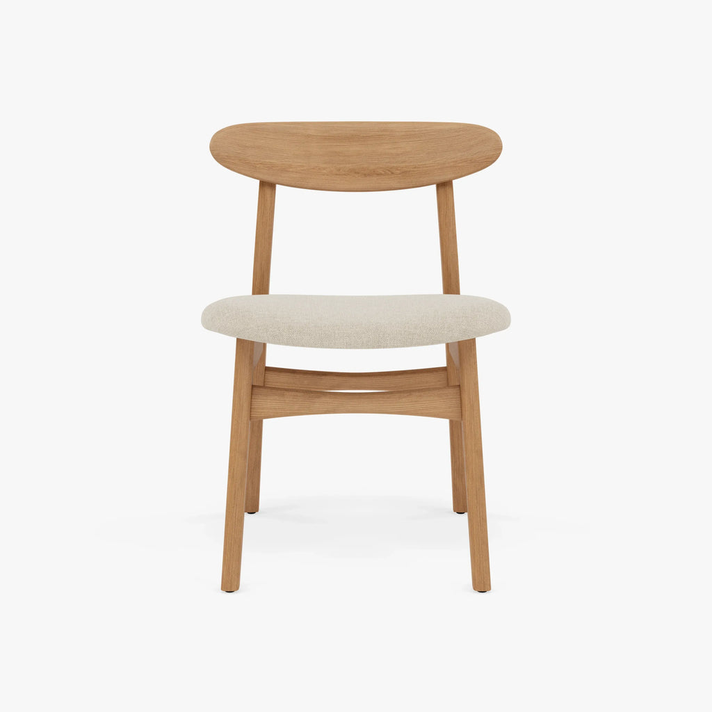 Magnus Dining Chair Oatmeal Beige Fabric Solid American Oak