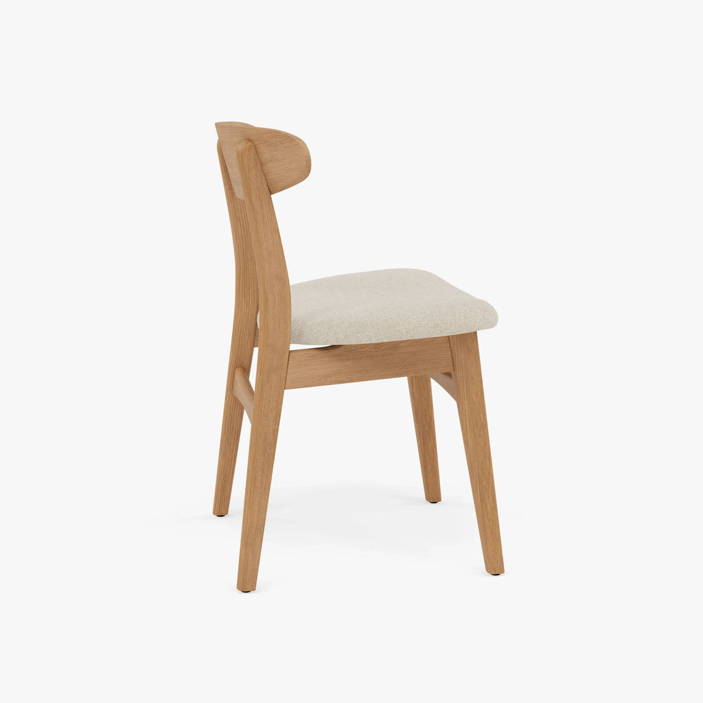 Magnus Dining Chair Oatmeal Beige Fabric Solid American Oak