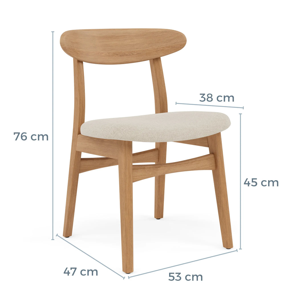 Magnus Dining Chair Oatmeal Beige Fabric Solid American Oak