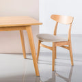 Magnus Dining Chair Oatmeal Beige Fabric Solid American Oak