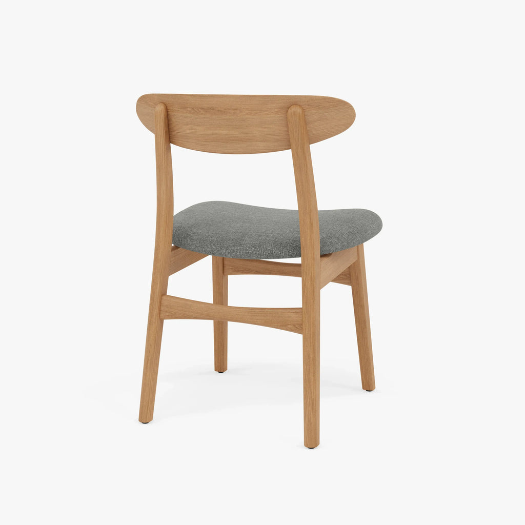 Magnus Dining Chair Pewter Grey Fabric Solid American Oak