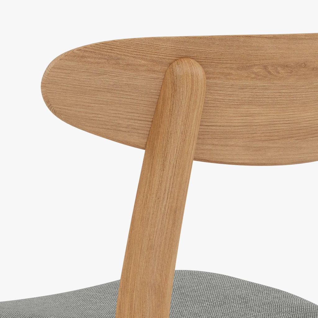 Magnus Dining Chair Pewter Grey Fabric Solid American Oak