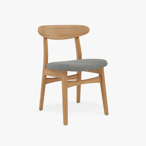 Magnus Dining Chair Pewter Grey Fabric Solid American Oak