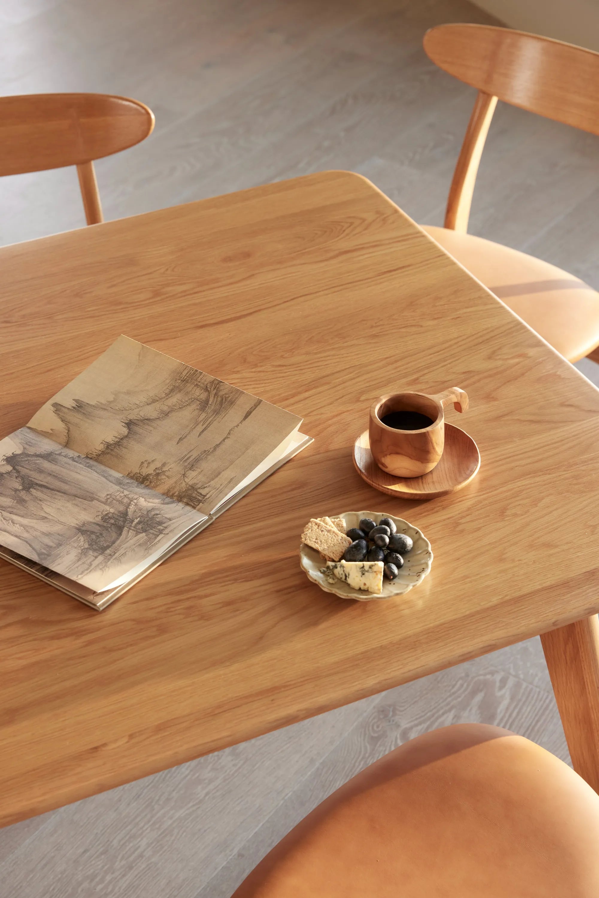 Magnus Dining Chair Tan Leather Solid American Oak