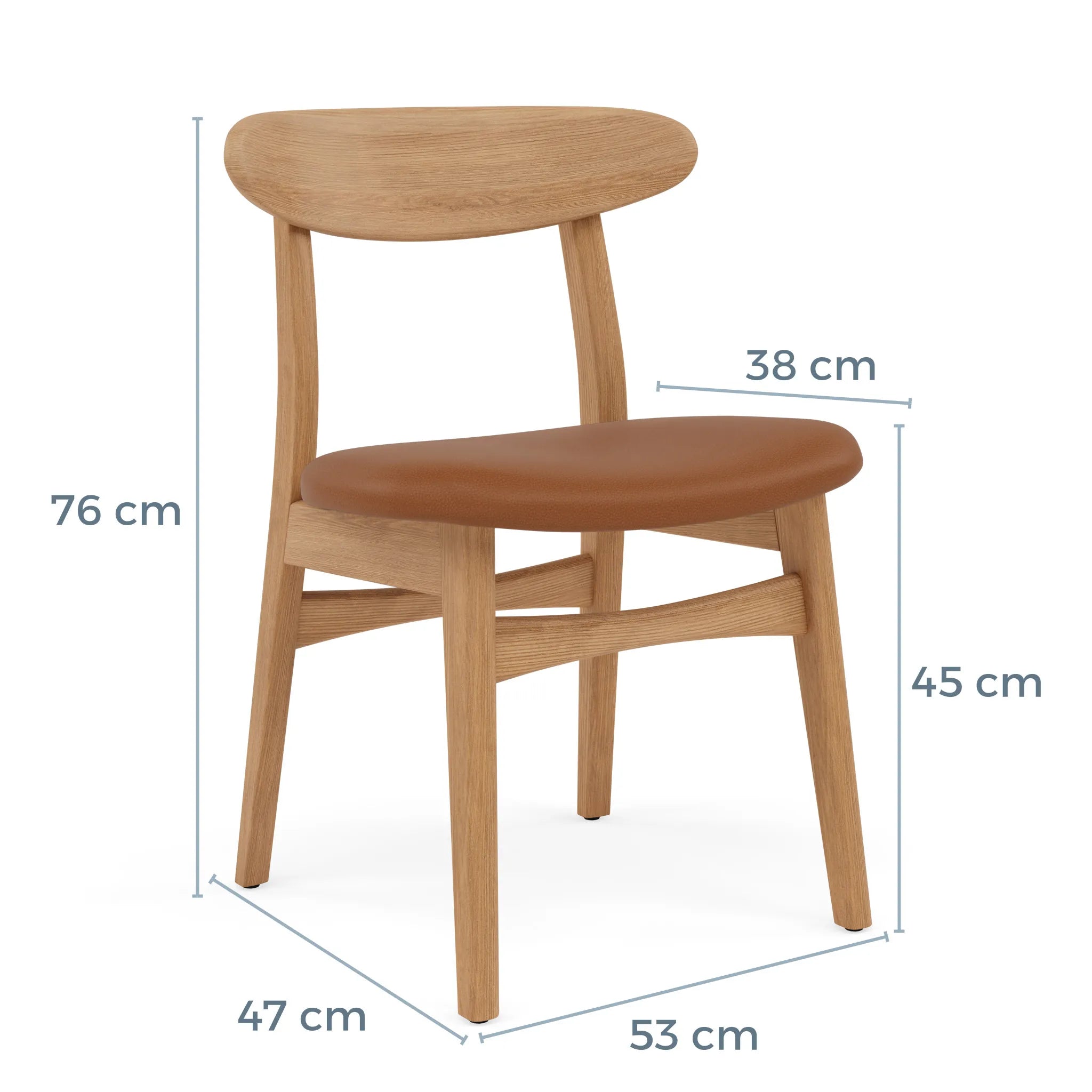 Magnus Dining Chair Tan Leather Solid American Oak