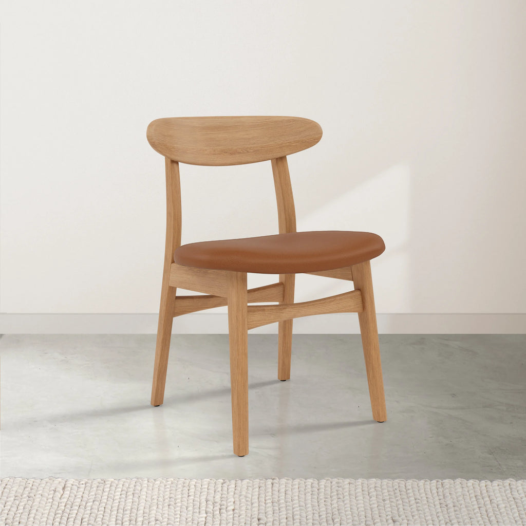 Magnus Dining Chair Tan Leather Solid American Oak