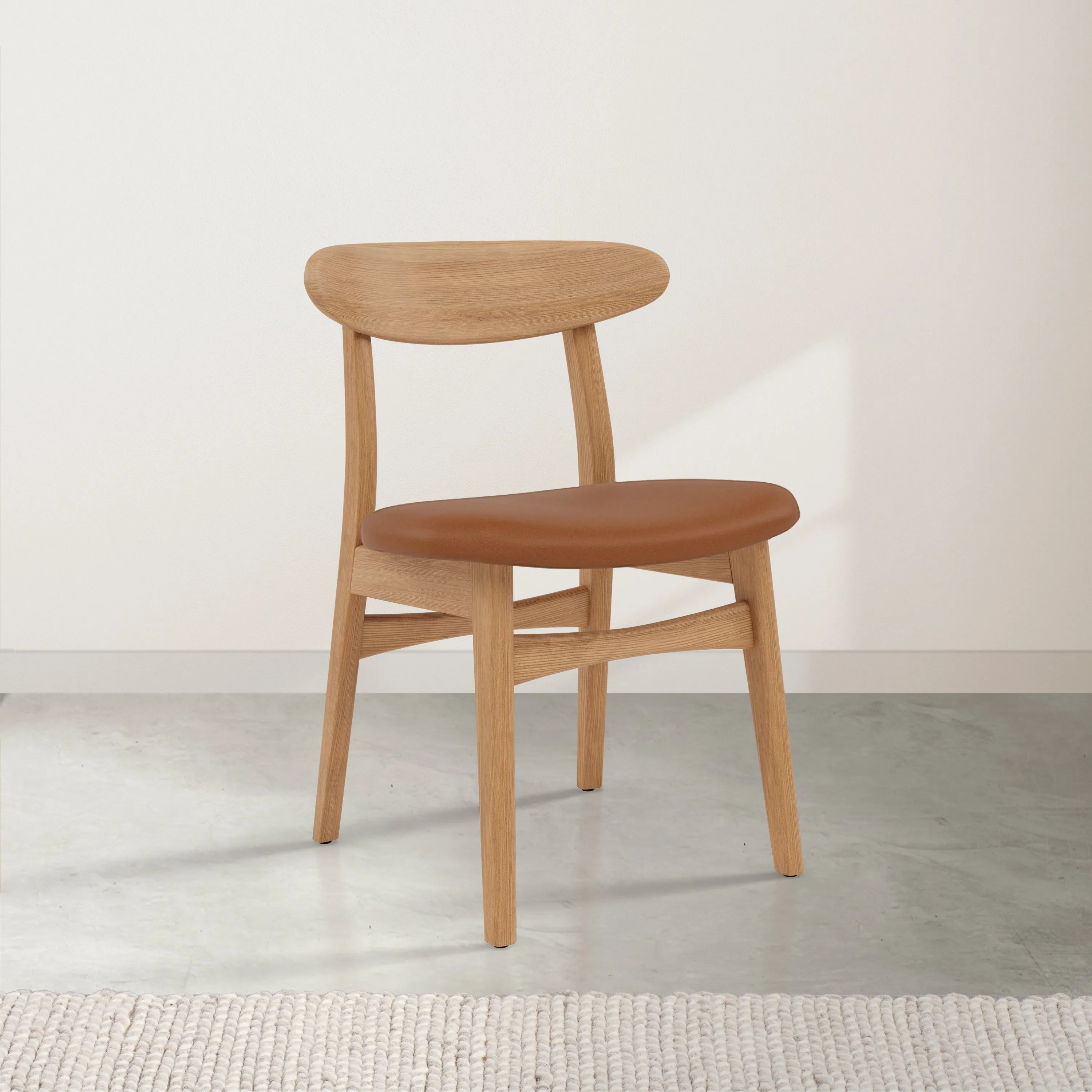 Magnus Dining Chair Tan Leather Solid American Oak