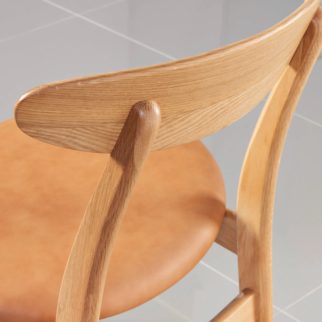 Magnus Dining Chair Tan Leather Solid American Oak