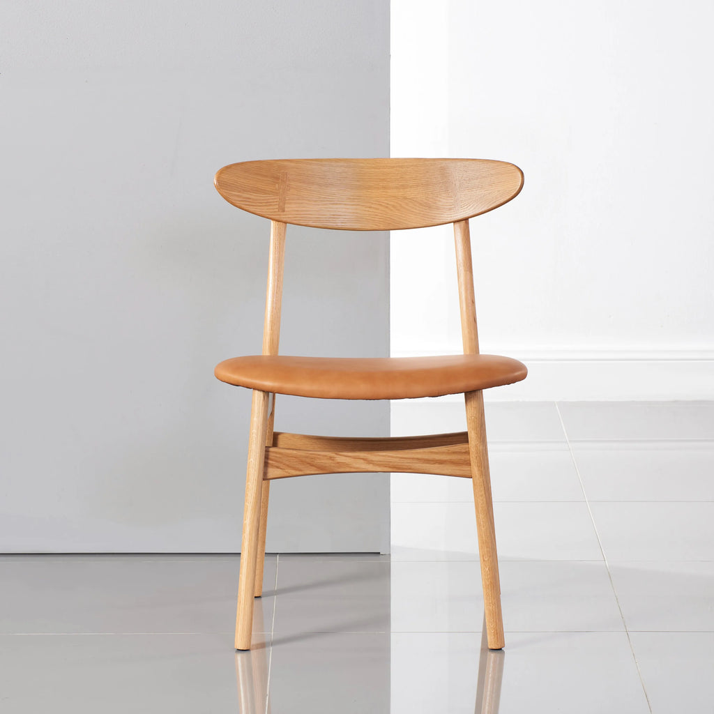 Magnus Dining Chair Tan Leather Solid American Oak