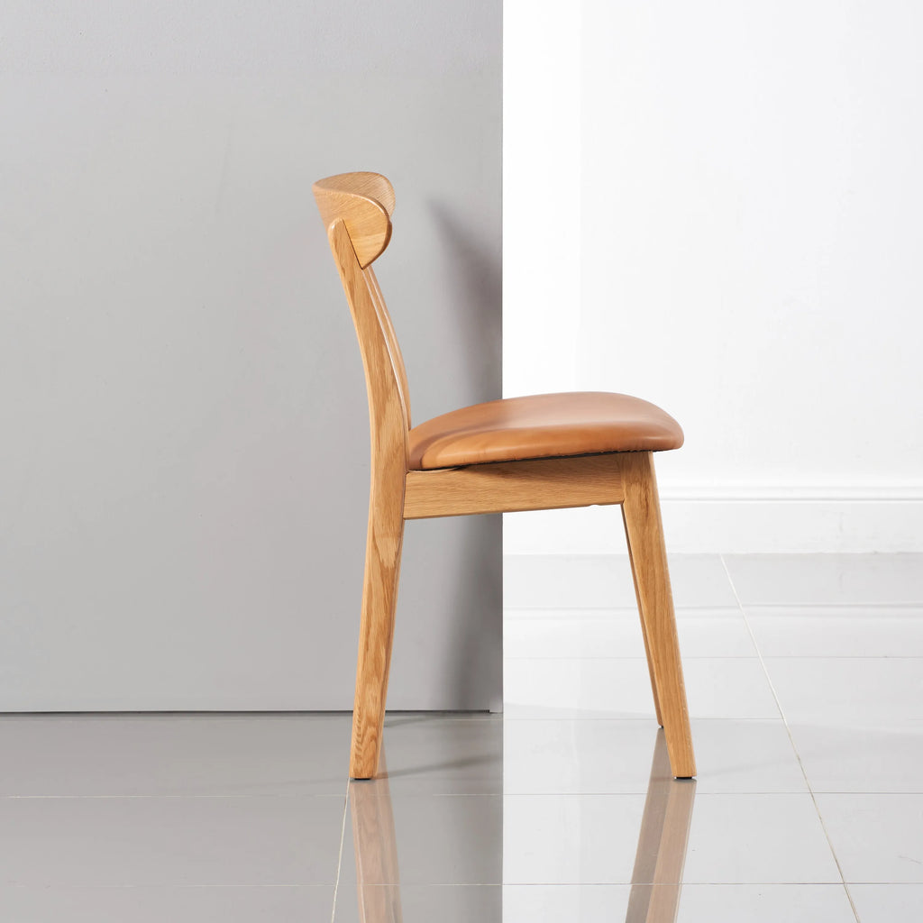 Magnus Dining Chair Tan Leather Solid American Oak
