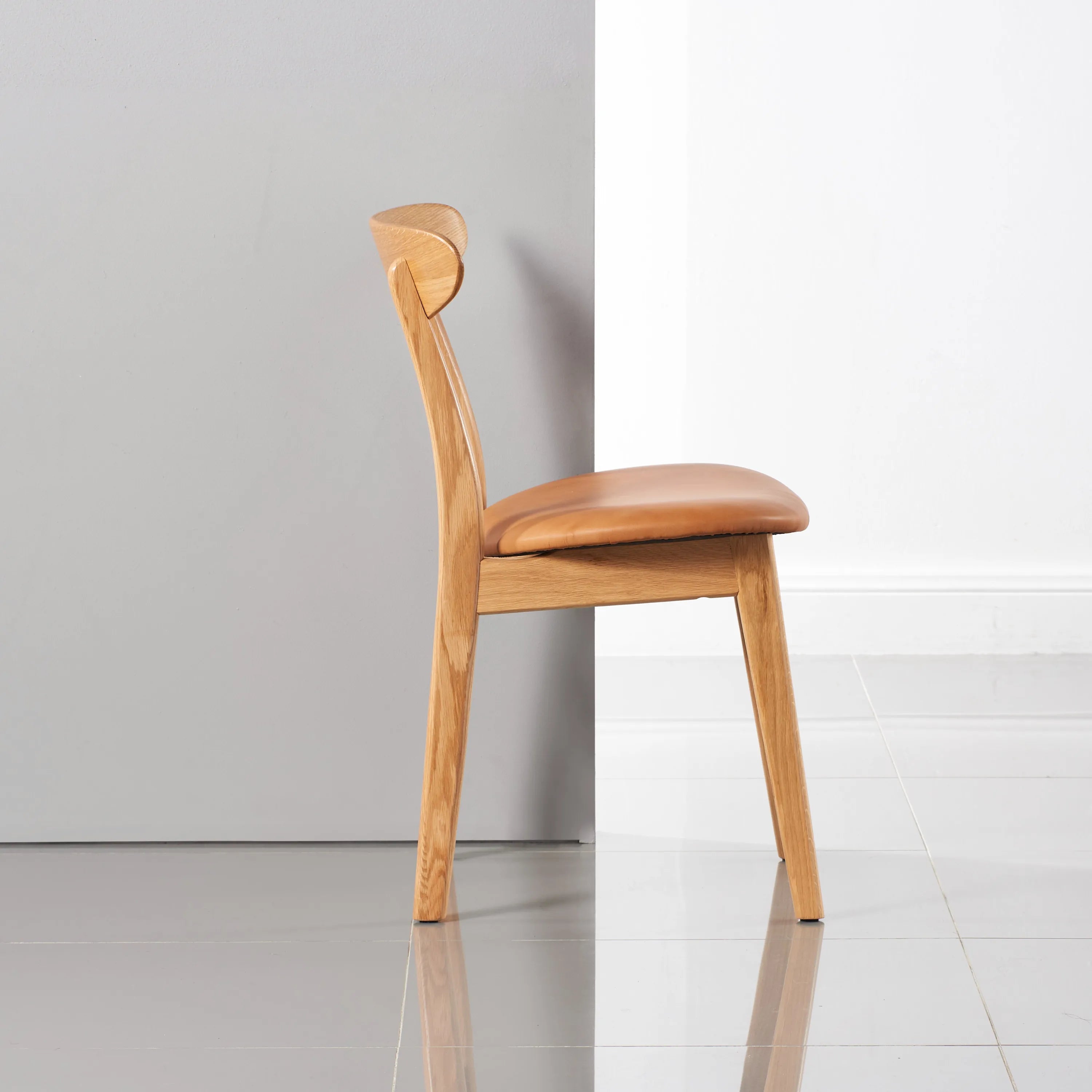 Magnus Dining Chair Tan Leather Solid American Oak