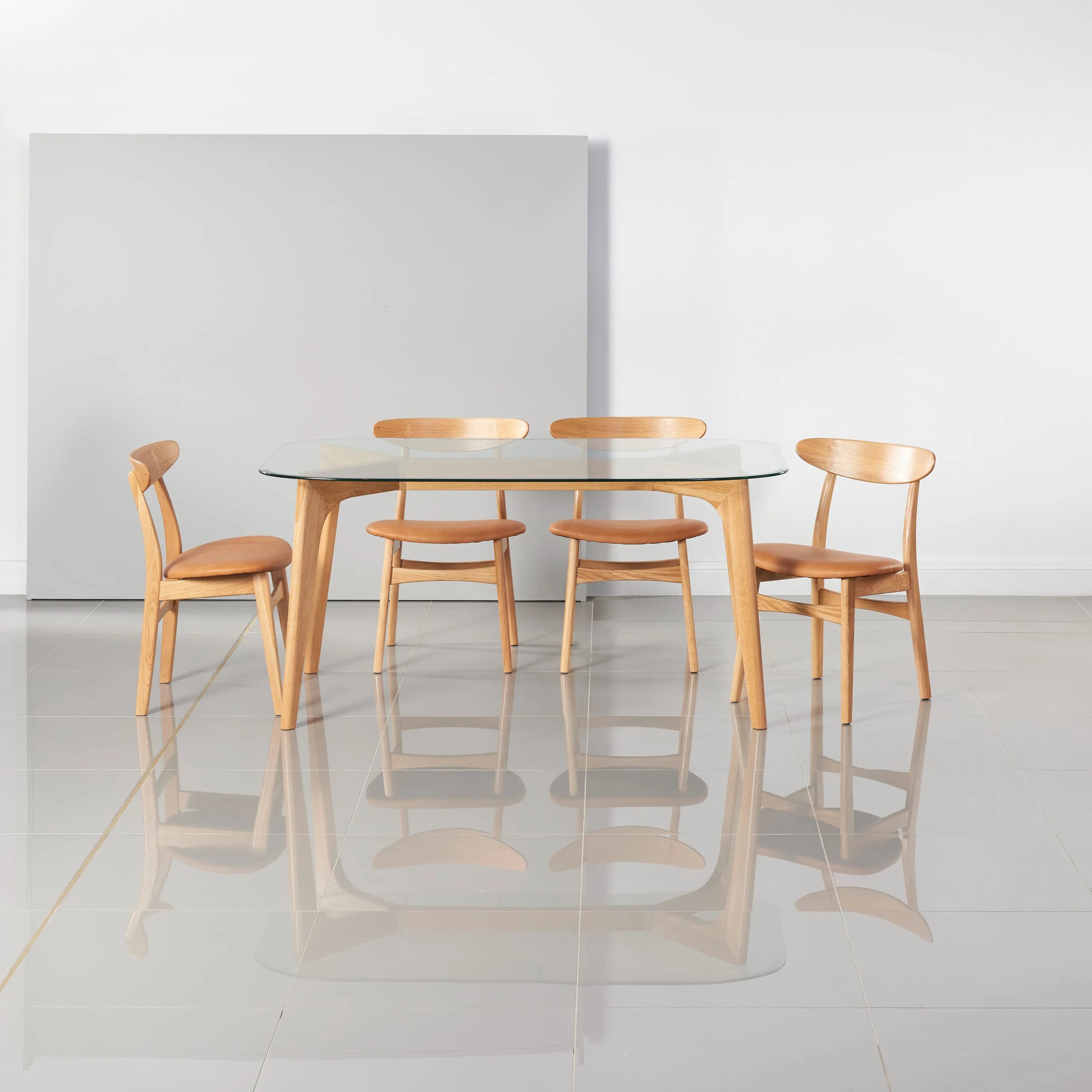 Magnus Dining Chair Tan Leather Solid American Oak