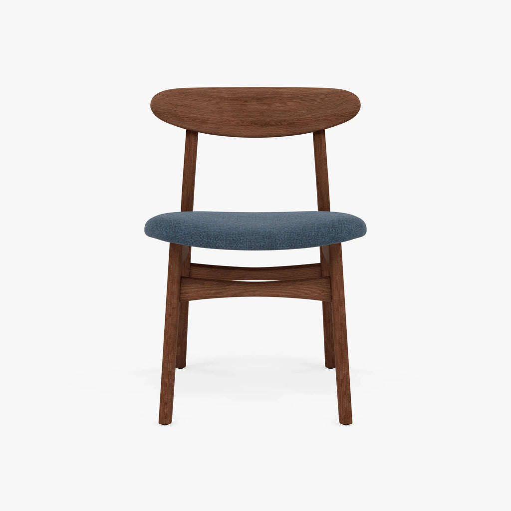 Magnus Dining Chair Chambray Blue Fabric Solid American Walnut