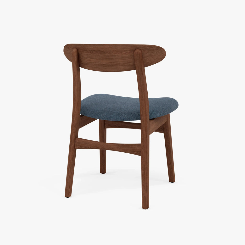 Magnus Dining Chair Chambray Blue Fabric Solid American Walnut